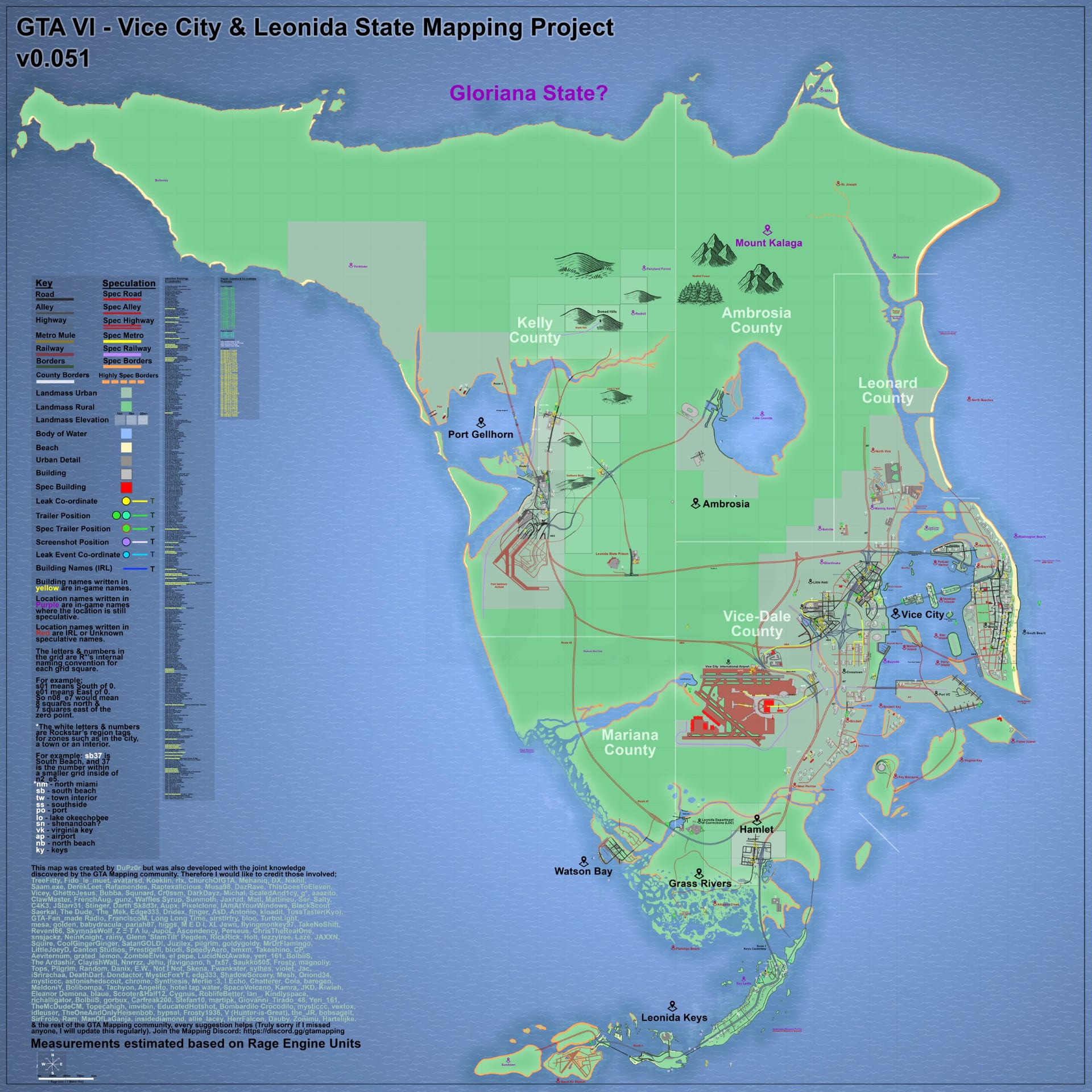 Community reconstruction of the GTA VI Leonida map, version 0.51