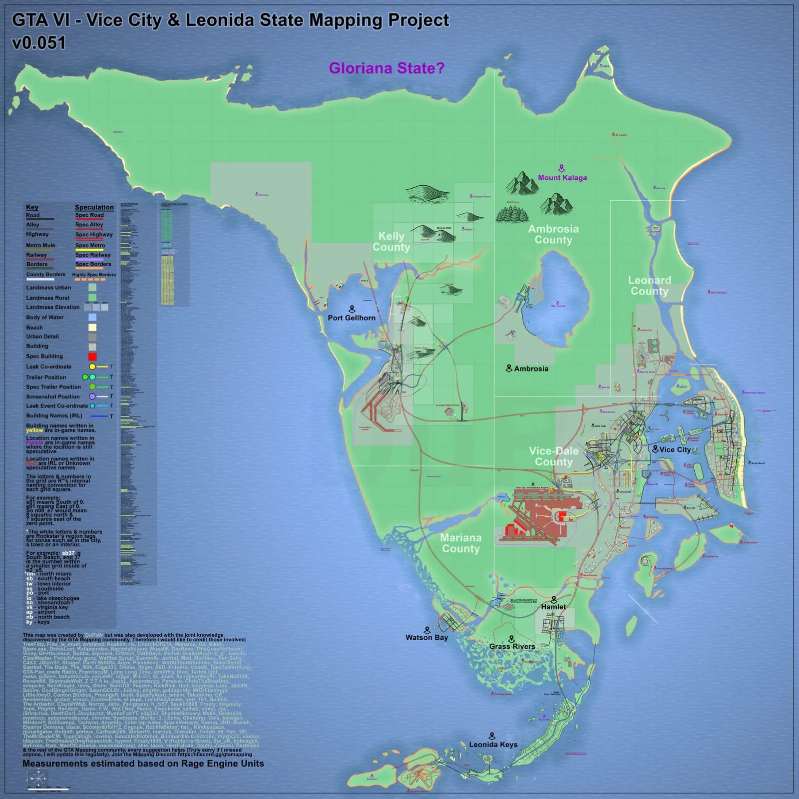 Community reconstruction of the GTA VI Leonida map, version 0.51