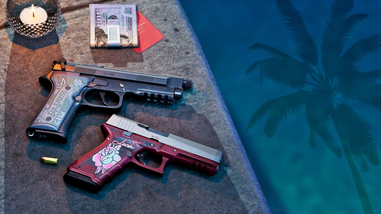 Personalized weapon variants shown in an official GTA VI Ultimate Edition screenshot